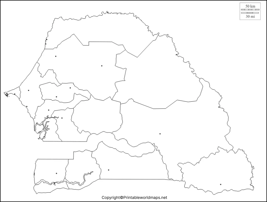 Printable Blank Map of Senegal – Outline Transparent Map 5 Printable Map of Senegal