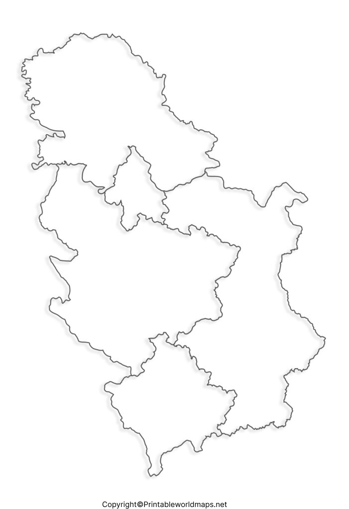 Printable Blank Map of Serbia – Outline Transparent PNG Map 3 Printable Map of Serbia 701x1024 1