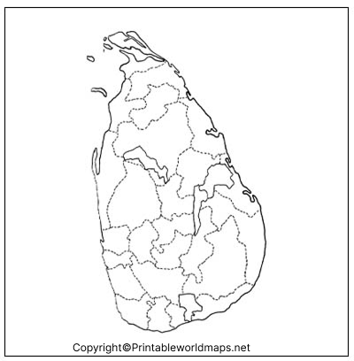 Printable Blank Map of Sri Lanka – Outline, Transparent Map 3 Printable Map of Sri Lanka