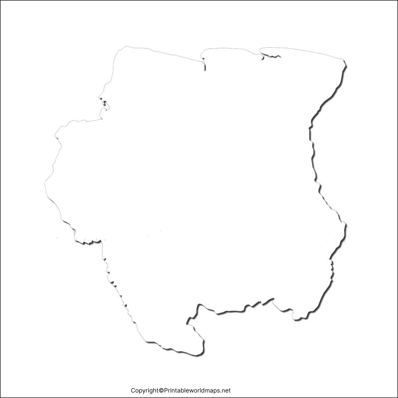 Printable Blank Map of Suriname – Outline, Transparent, PNG map 3 Printable Map of Suriname