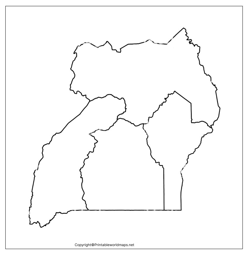 Printable Blank Map of Uganda – Outline, Transparent, PNG Map 3 Printable Map of Uganda
