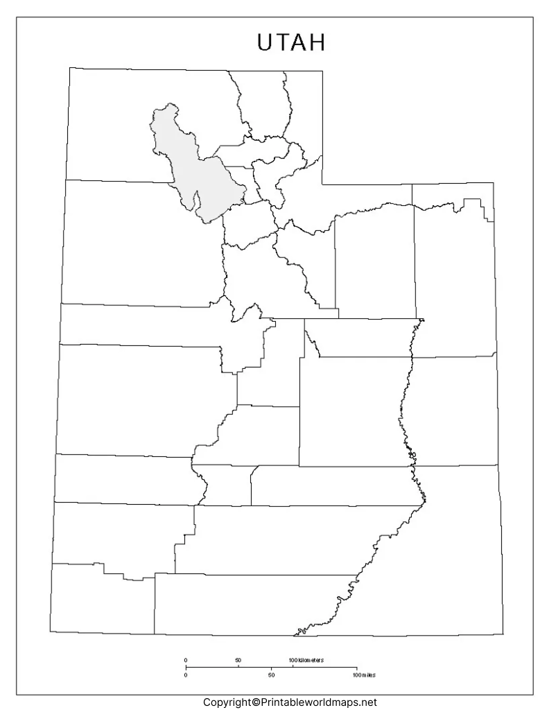 Printable Map of Utah