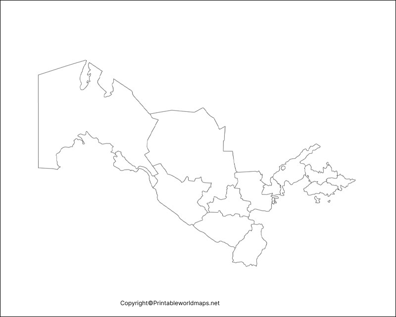 Printable Blank Map of Uzbekistan – Outline, Transparent, PNG map 3 Printable Map of Uzbekistan