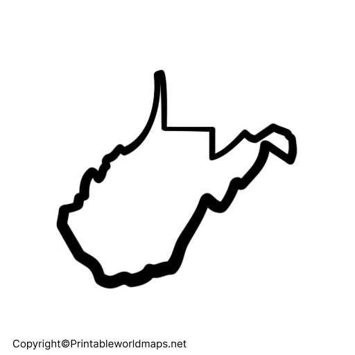 Printable Blank Map of West Virginia – Outline, PNG map 3 Printable Map of West Virginia