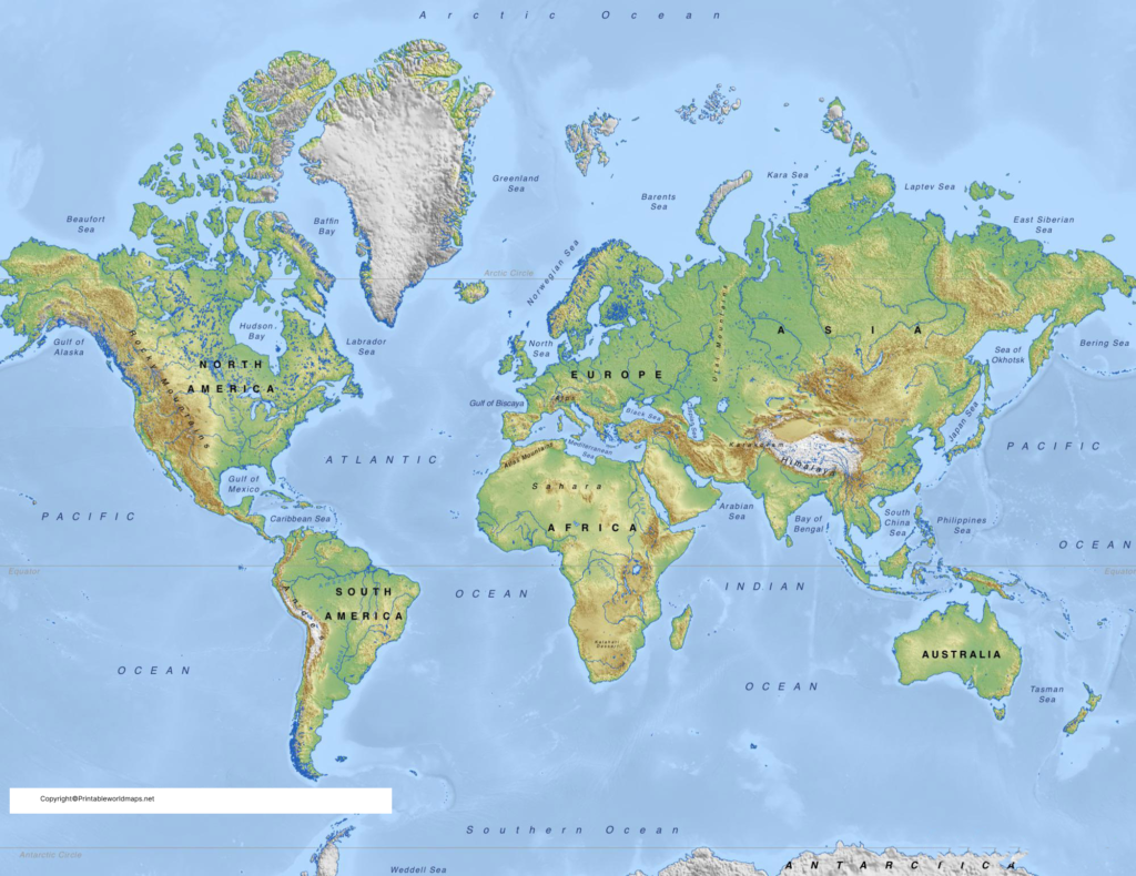 Free Printable Physical World Map Labeled 2 Printable Physical World Map