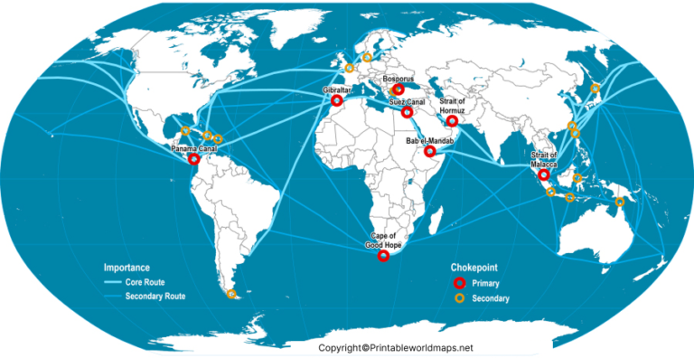Printable World Shipping Routes Map