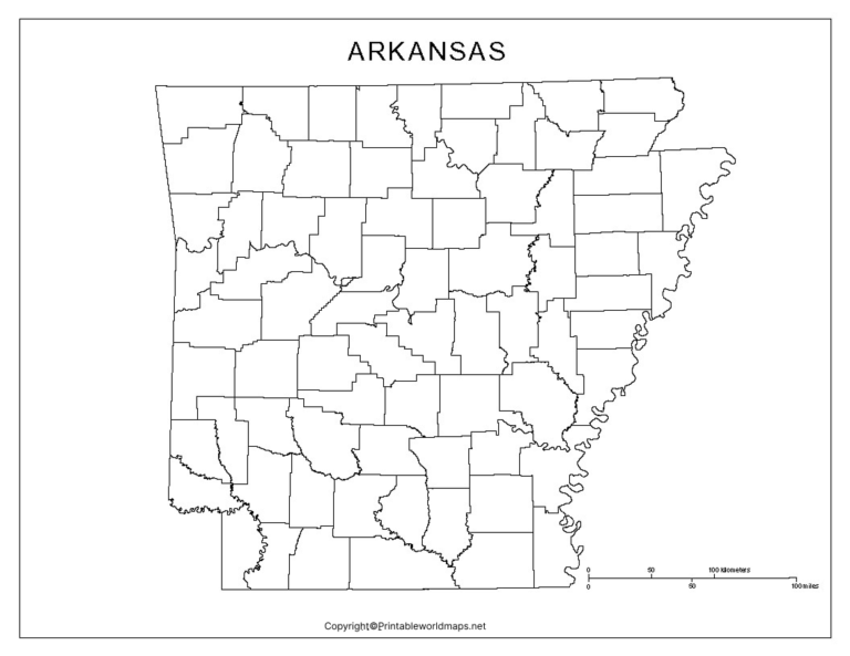 Printable map of Arkansas