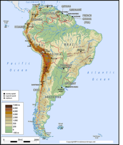 South America Mountains Map | Map of South America Mountains