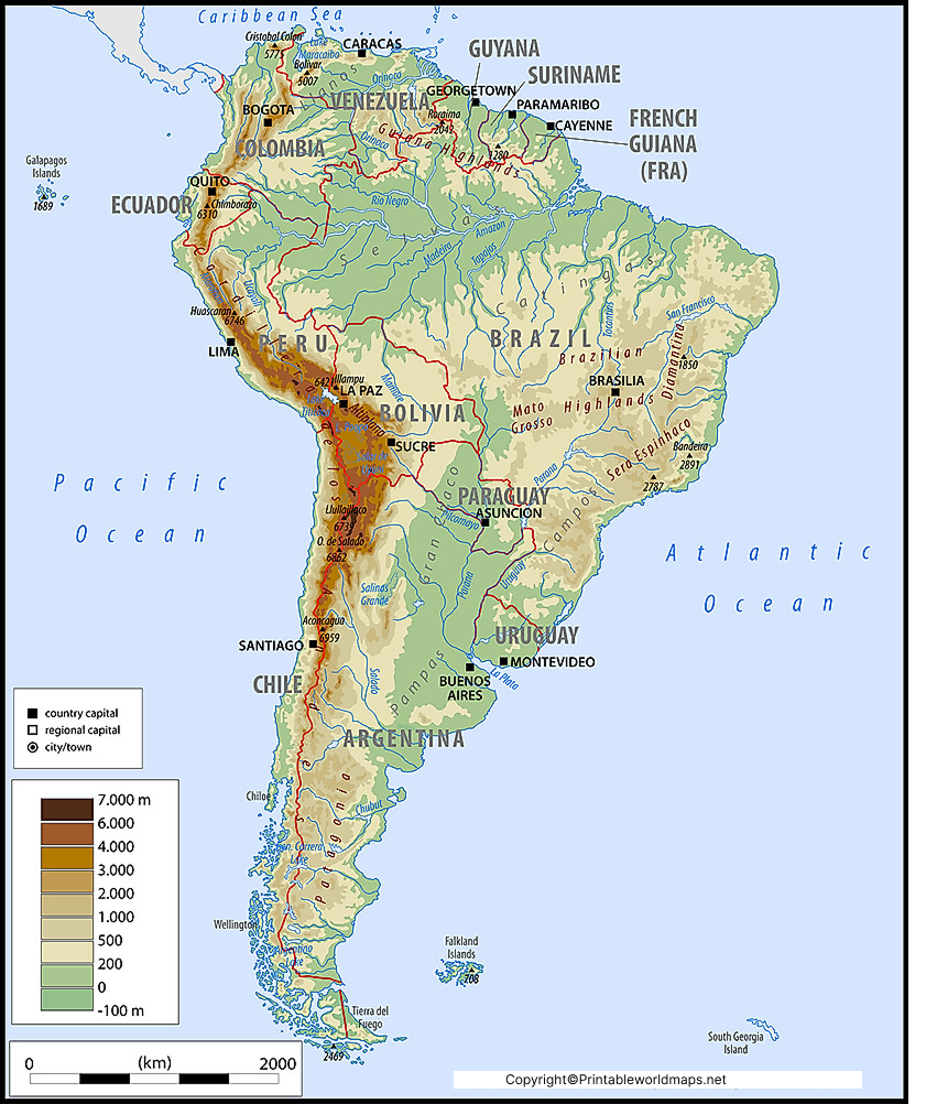 South America Mountains Map | Map of South America Mountains 4 South America mountains map