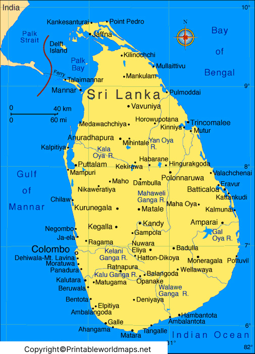 Labeled Map of Sri Lanka with States, Cities & Capital 4 Sri Lanka Map with Cities Labeled
