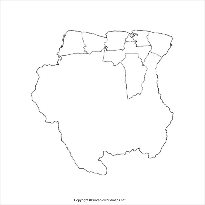 Printable Blank Map of Suriname – Outline, Transparent, PNG map 2 Suriname Blank Map Outline