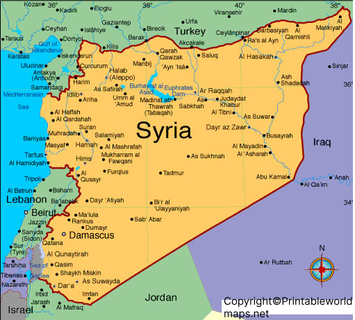 Labeled Map of Syria with States, Cities & Capital 4 Syria Map with Cities Labeled