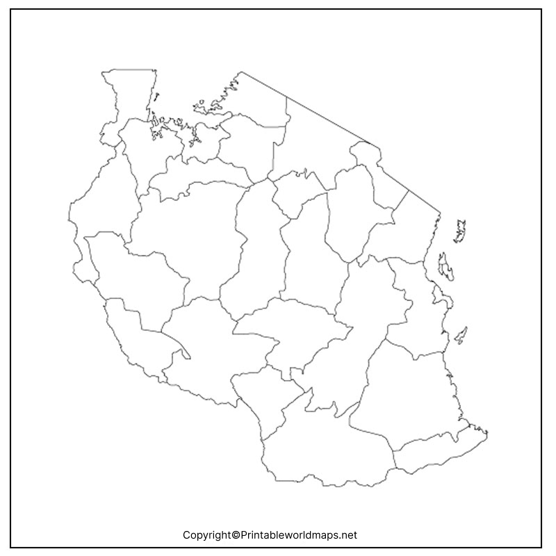 Printable Blank Map of Tanzania – Outline, Transparent map 3 Tanzania Blank Map Outline
