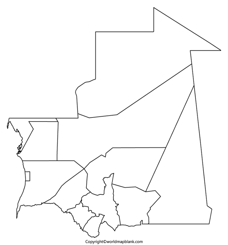 Printable Blank Map of Mauritania – Outline, Transparent Map 4 Transparent Mauritania PNG Map 2 1