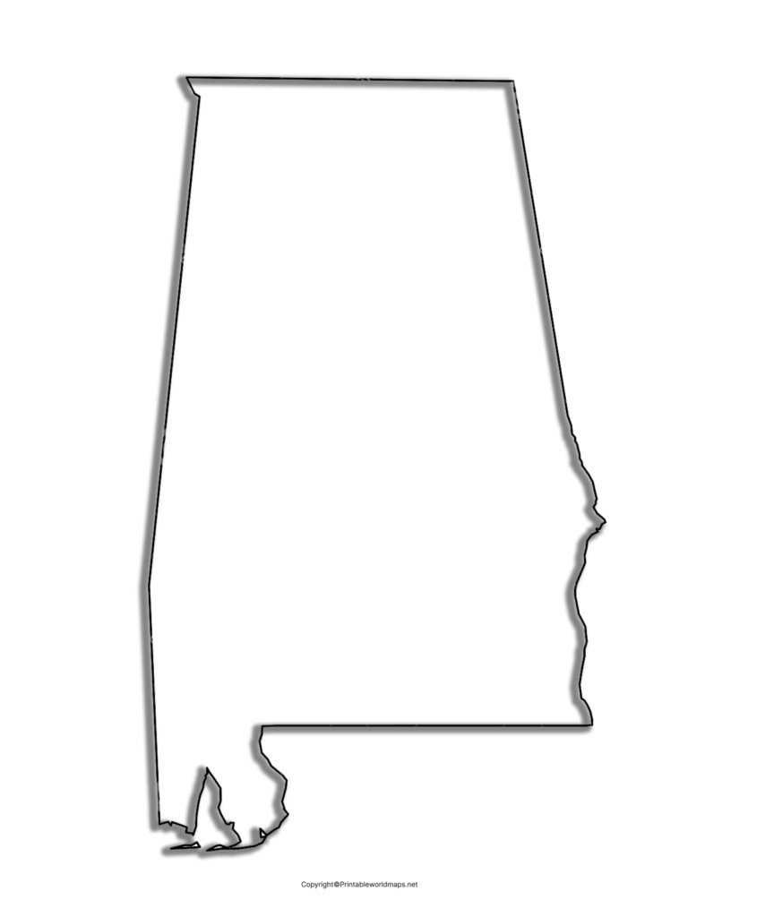 Printable Blank Map of Alabama- Outline, Transparent, PNG Map 4 Transparent PNG Alabama Map 2