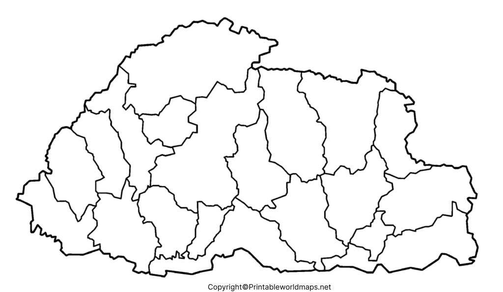 Printable Blank Map of Bhutan – Outline Transparent PNG map 5 Transparent PNG Bhutan Map
