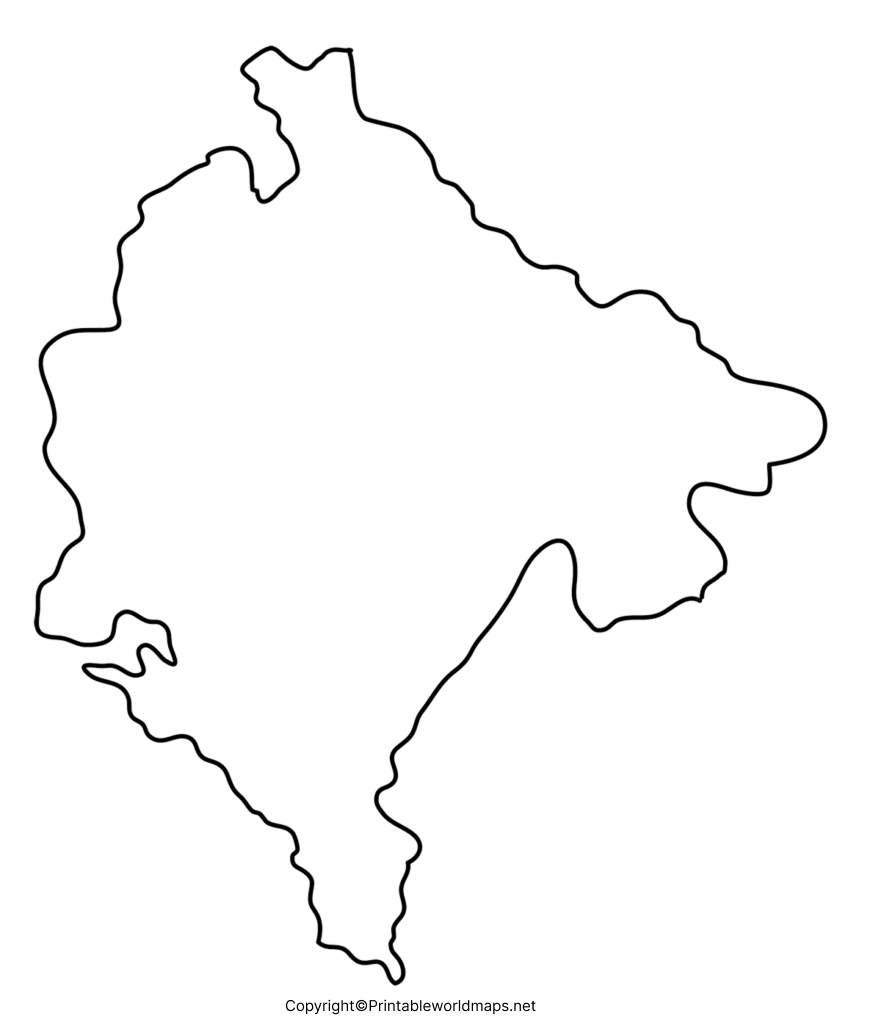Printable Blank Map of Montenegro – Outline, Transparent Map 4 Transparent PNG Montenegro Map 881x1024 2