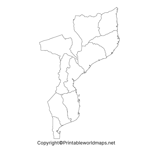 Printable Blank Map of Mozambique – Outline, Transparent Map 4 Transparent PNG Mozambique Map 2