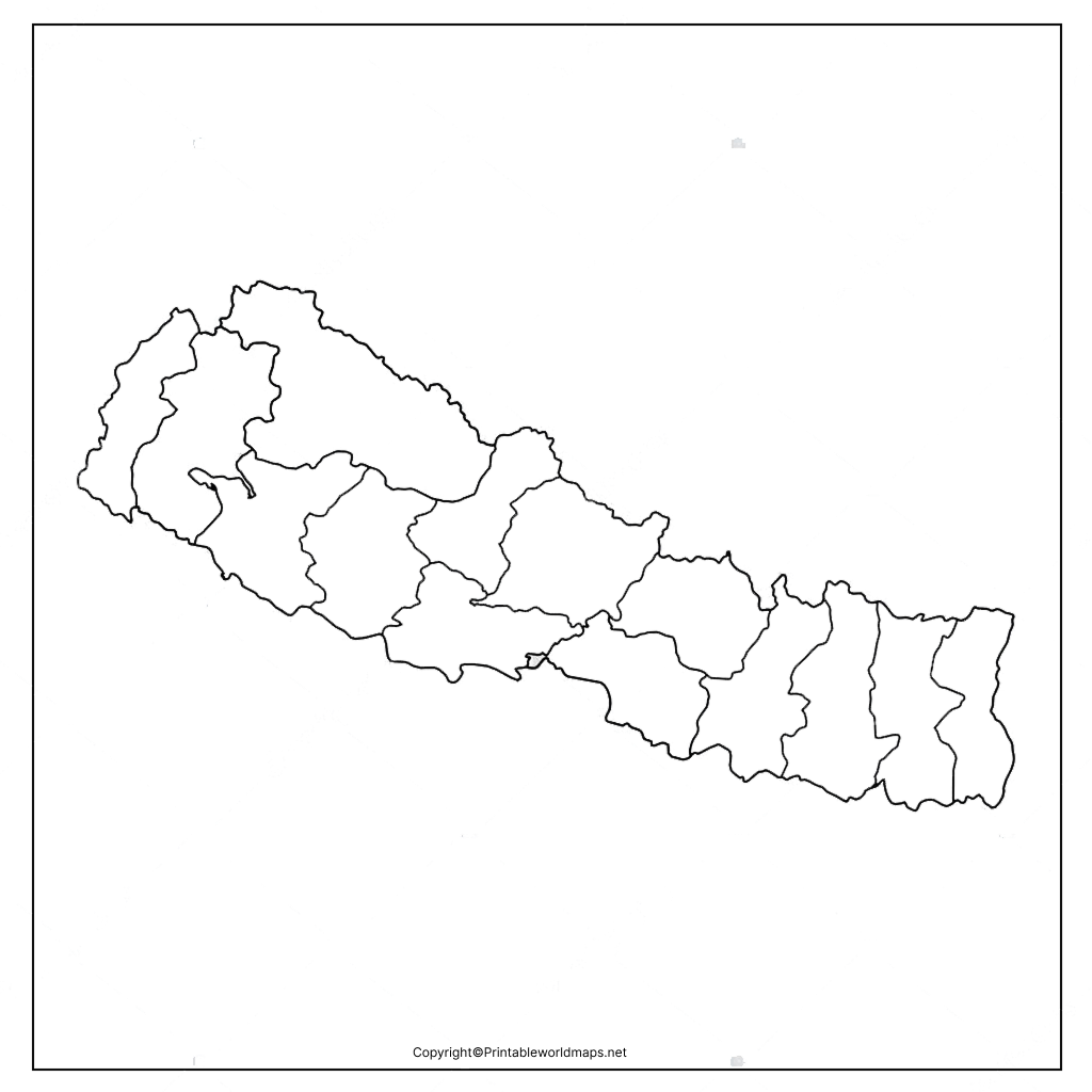 Printable Blank Map of Nepal – Outline, Transparent, PNG map 4 Transparent PNG Nepal Map 1024x1024 2