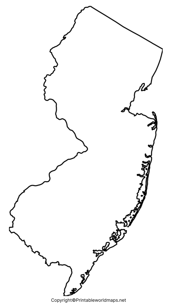 Printable Blank Map of New Jersey – Outline Transparent map 6 Transparent PNG New Jersey Map 586x1024 2