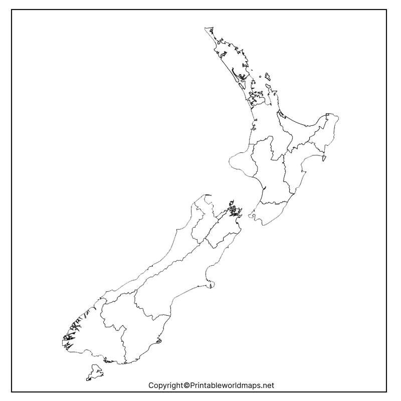 Printable Blank Map of New Zealand – Outline Transparent map 4 Transparent PNG New Zealand Map 2