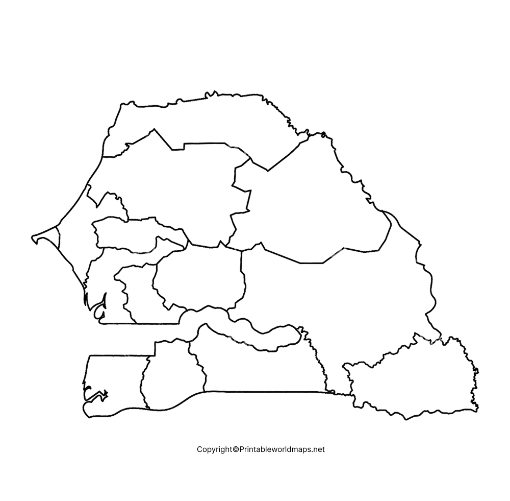 Printable Blank Map of Senegal – Outline Transparent Map 6 Transparent PNG Senegal Map 2