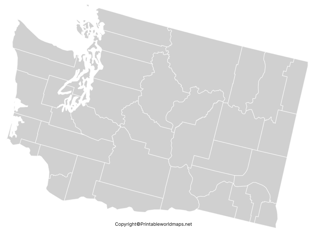 Printable Blank Map of Washington – Outline, Transparent map 4 Transparent PNG Washington Map 1024x764 2