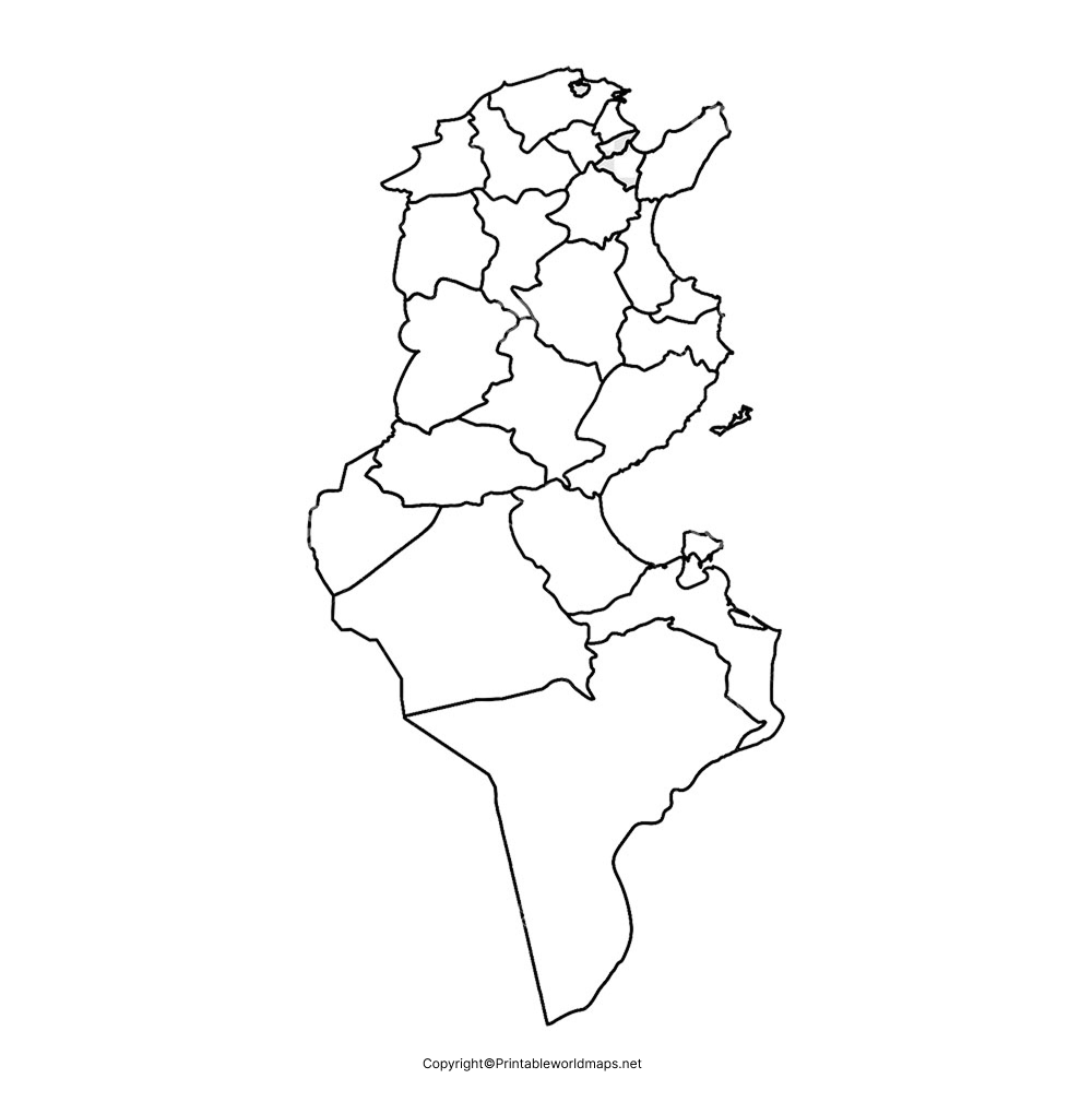 Printable Blank Map of Tunisia – Outline, Transparent, PNG map 2 Tunisia Blank map Outline