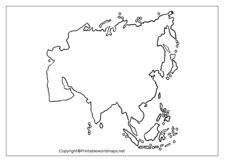 Printable Blank Map of Asia – Map of Asia Blank [PDF] - Printable World