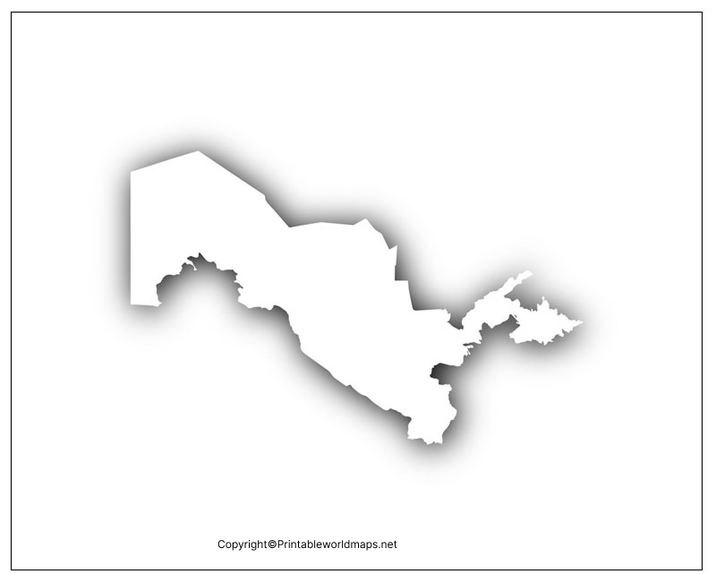 Printable Blank Map of Uzbekistan – Outline, Transparent, PNG map 2 Uzbekistan Blank Map Outline