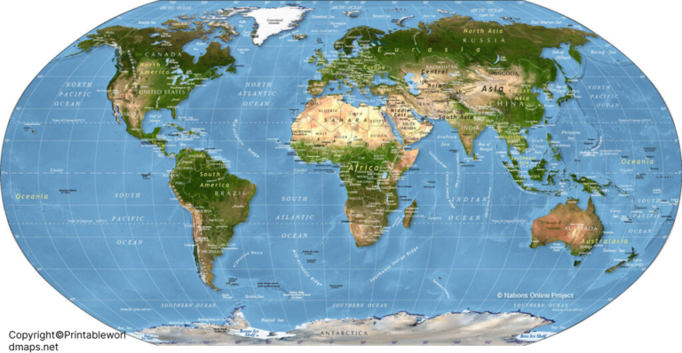 World Geographical Map with Coordinates in PDF - Printable World Maps
