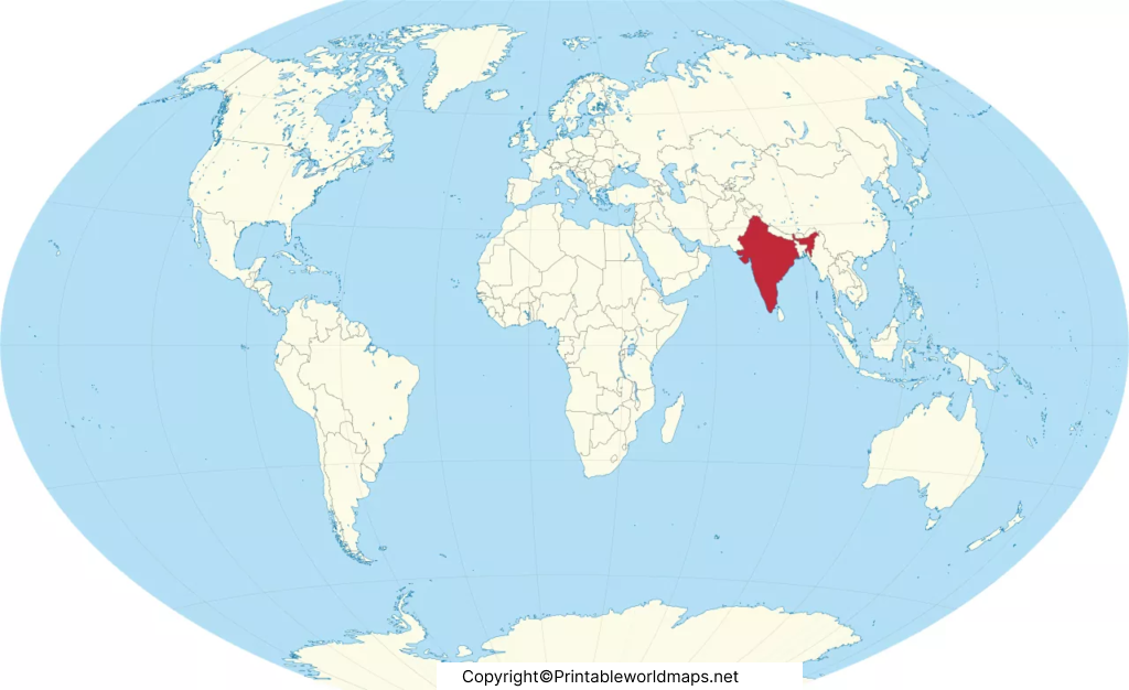 Location of India on World Map Globe in PDF 5 World India Map