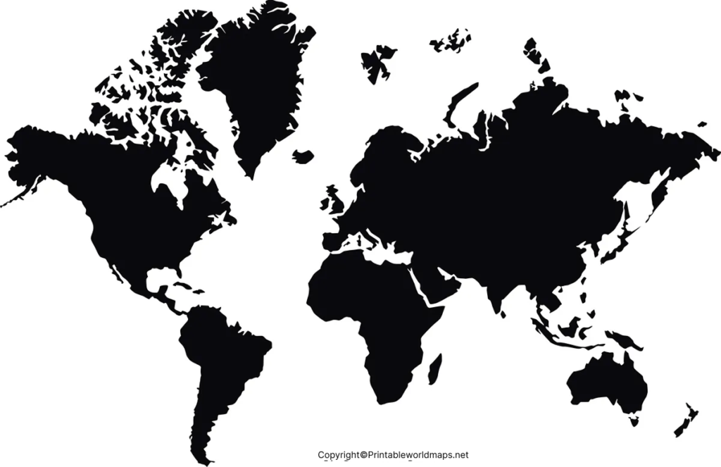 Free Printable World Map Poster for Kids in PDF 7 World Map Poster Black and White 2