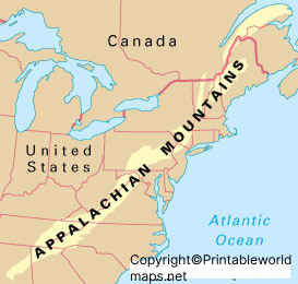World Map Appalachian Mountains | Appalachian Mountains Map 6 World Map of Appalachian Mountains