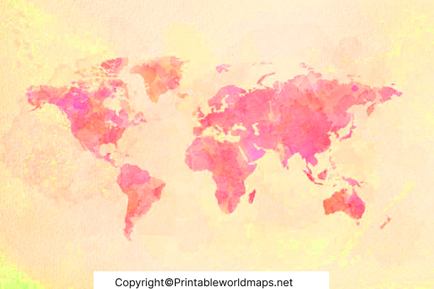 Pink World Map Poster | Pink Map of World 4 World Pink Map