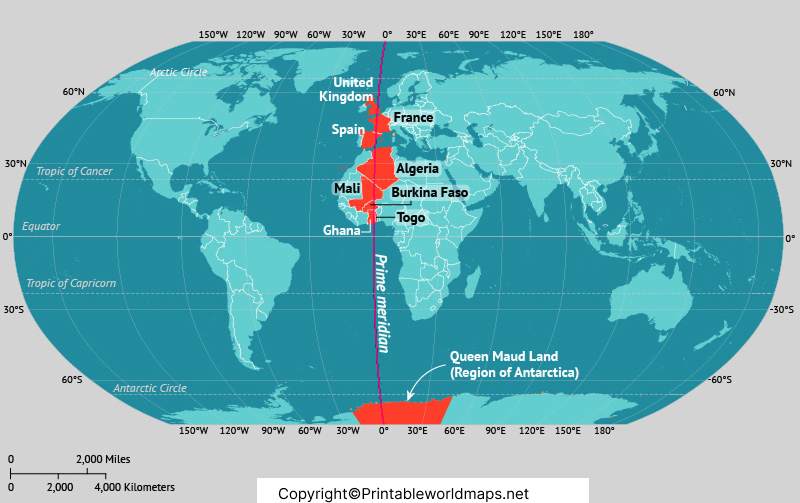 Prime Meridian Map | World Map with Prime Meridian 4 World Prime Meridian Map