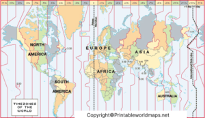 Download Free Printable World Time Zone Map in PDF