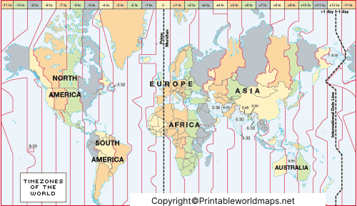 Free Printable World Time Zone Map in PDF 4 World map with time zones and latitude and longitude