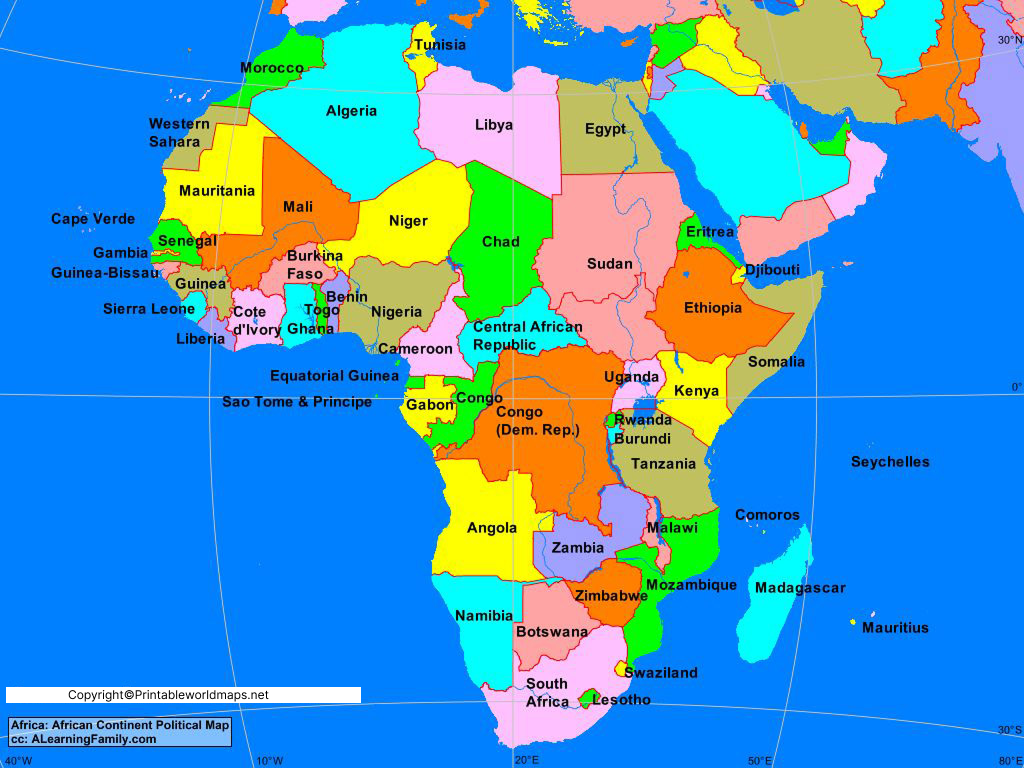 Printable Africa Political Map – Map of Africa Political 4 africa map political