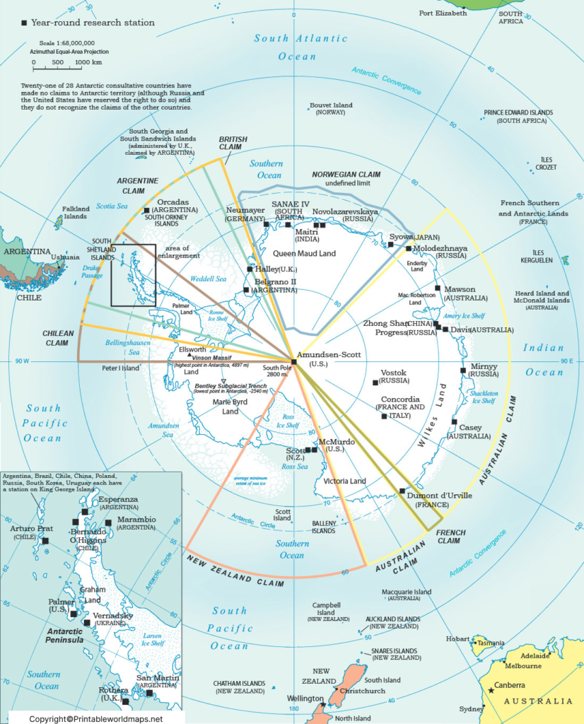 Antarctica Political Map | Map of Antarctica Political 2 antarctica map political