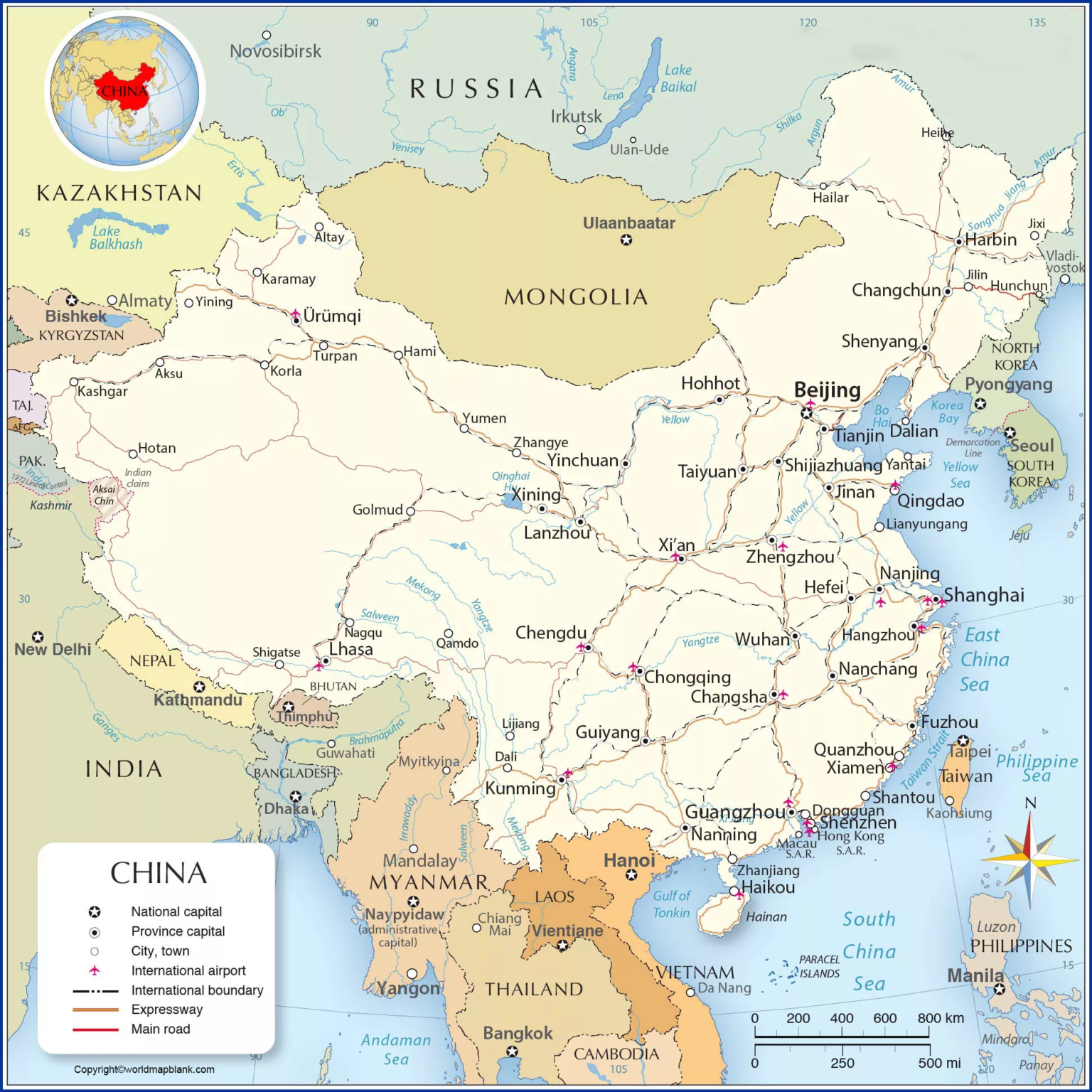 Printable Labeled Map of China with Provinces [PDF] Printable World Maps