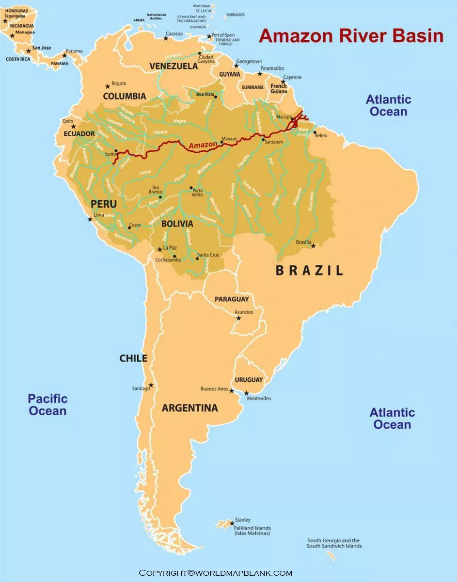 Amazon River World Map Amazon River