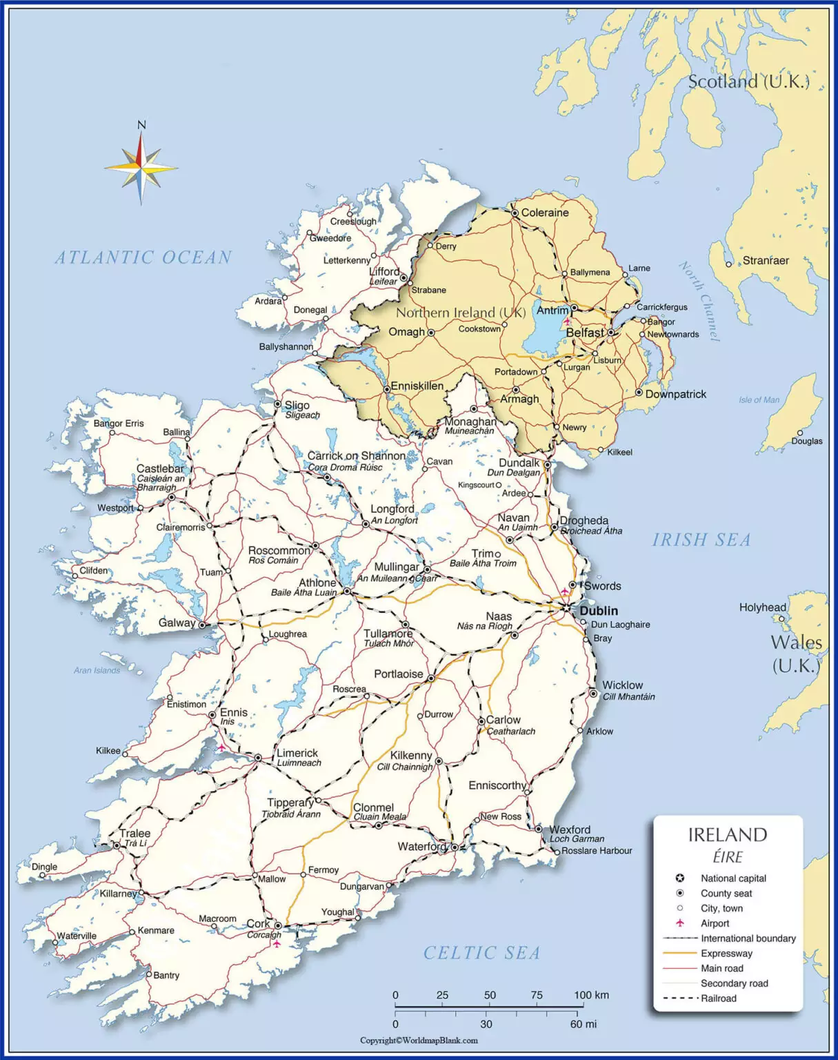 Printable Ireland Map – Map of Ireland with Counties [PDF ...