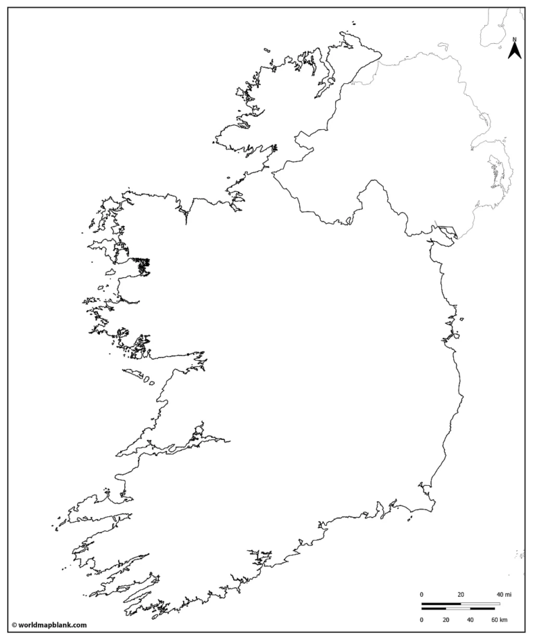 Ireland Blank Map – Outline Map of Ireland [PDF] - Printable World Maps