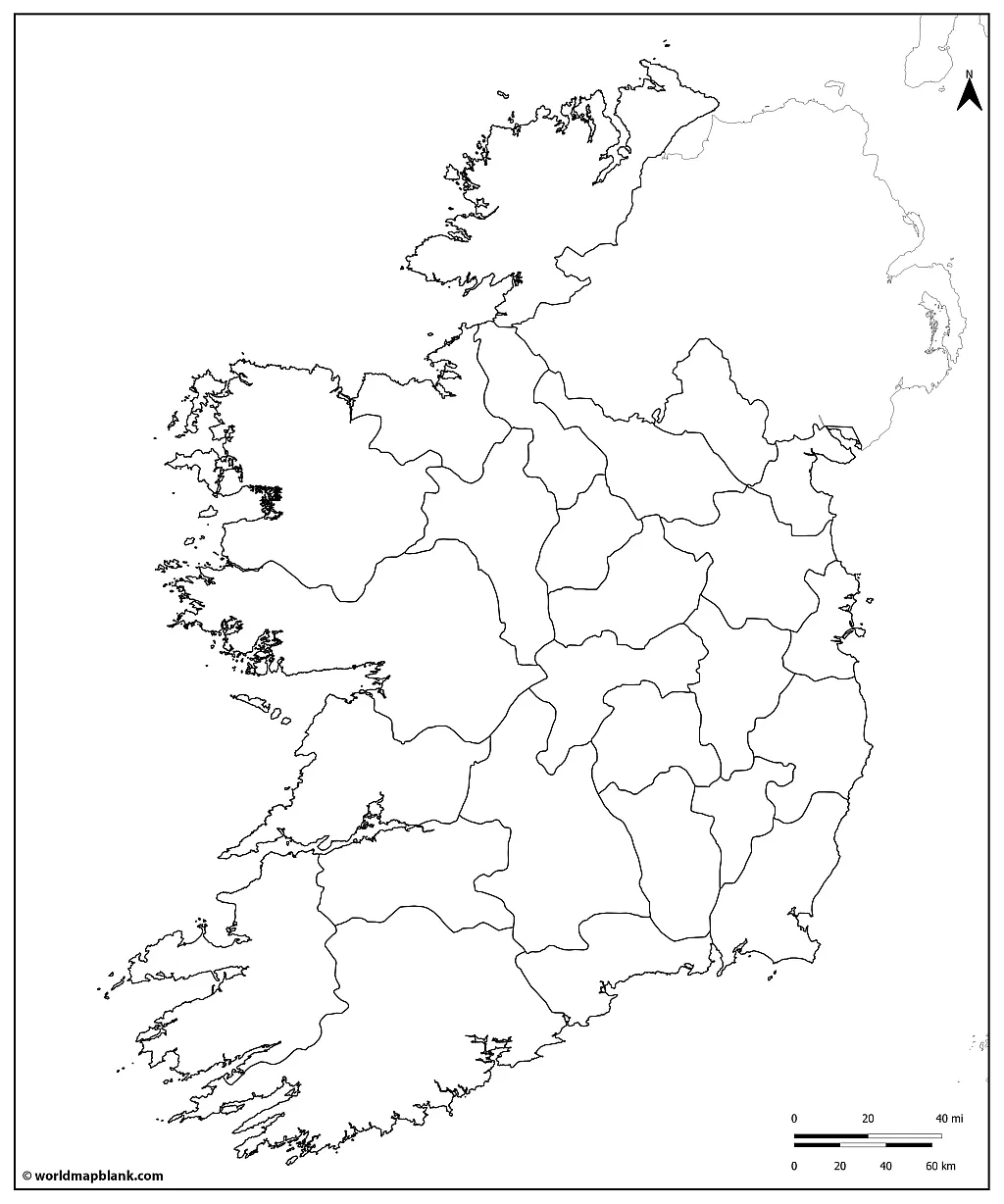 Ireland Blank Map – Outline Map of Ireland [PDF] - Printable World Maps