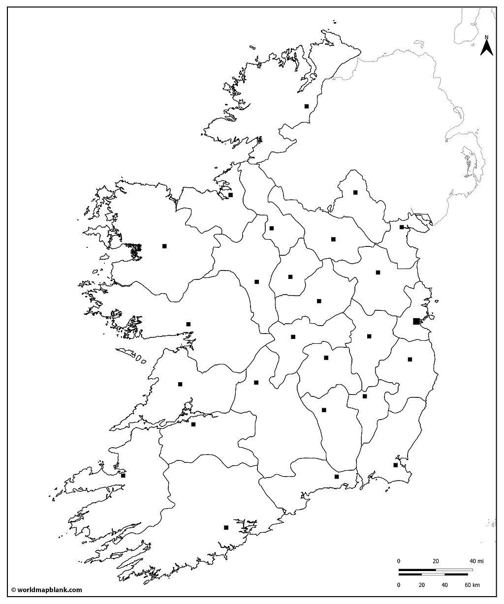 Ireland Blank Map – Outline Map of Ireland [PDF] - Printable World Maps