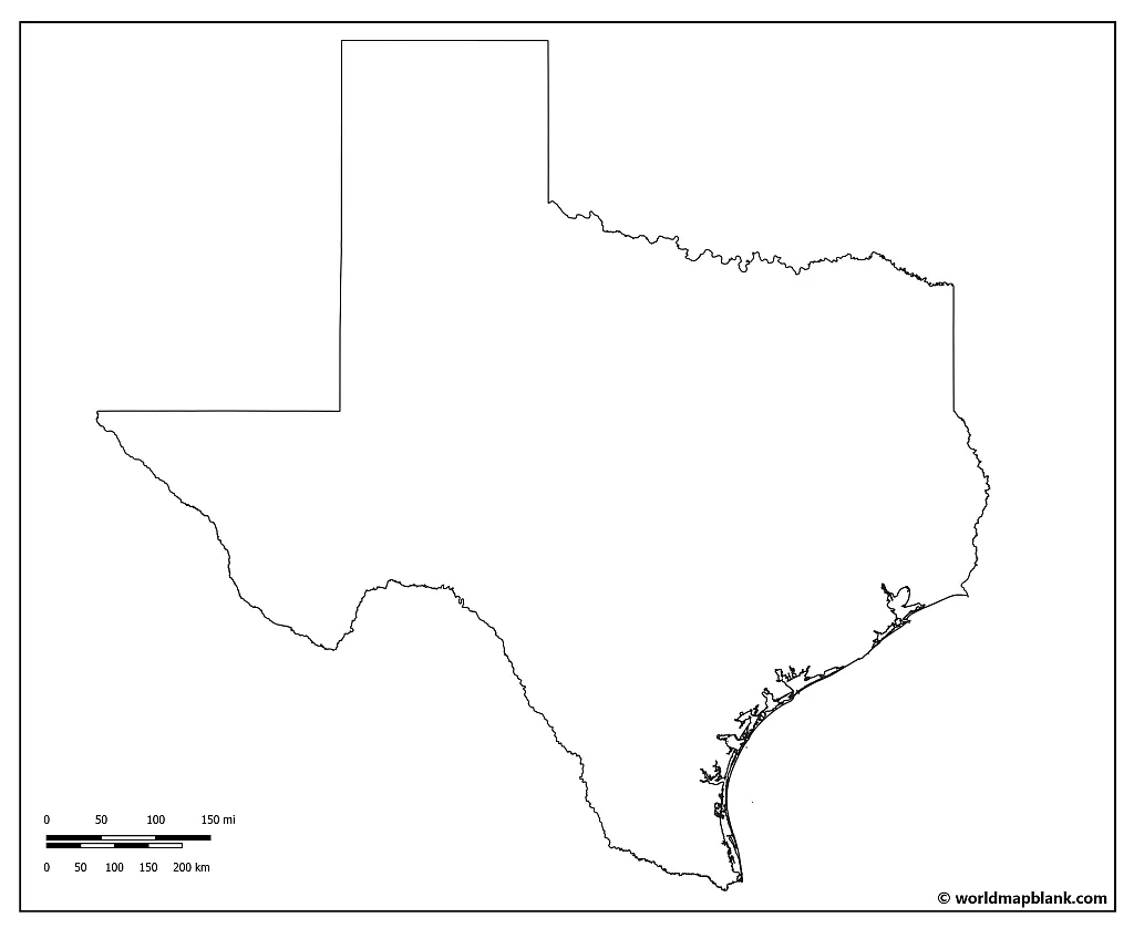 Blank Map Of Texas Printable Outline Map Of Texas Pdf 5573