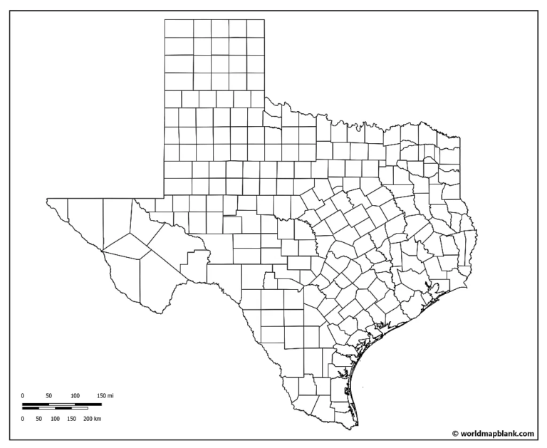 Blank Map Of Texas Printable Outline Map Of Texas PDF Printable Image 203 768x629 