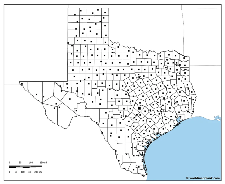 Blank Map Of Texas Printable Outline Map Of Texas PDF Printable Image 205 768x629 