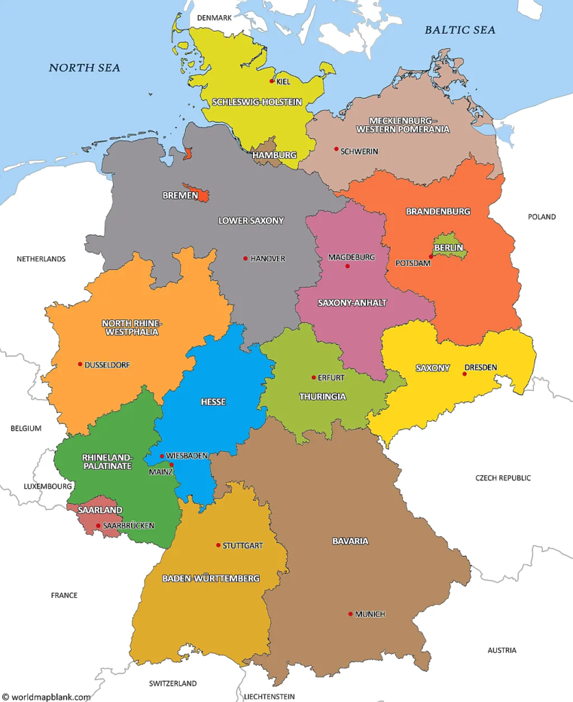 Political Germany Map Map Of Germany With Cities PDF Printable 